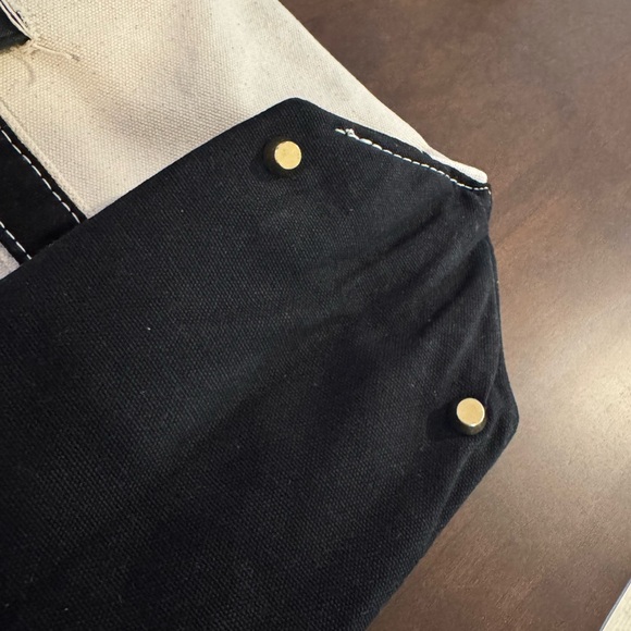 Boatkin style distressed canvas bag tote Black/ Ivory - Picture 7 of 10